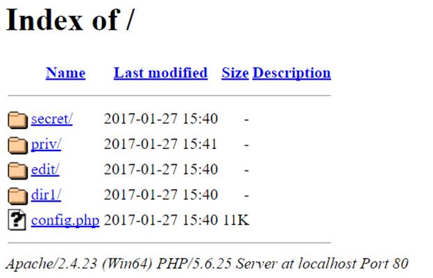 When directory listing is enabled, the content of the directory can be seen via the browser.